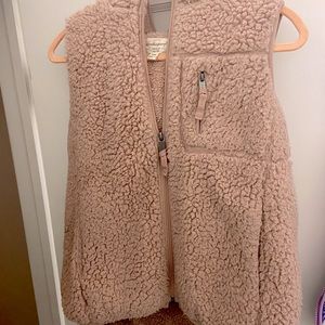 Dusty Pink Faux Shearling Vest